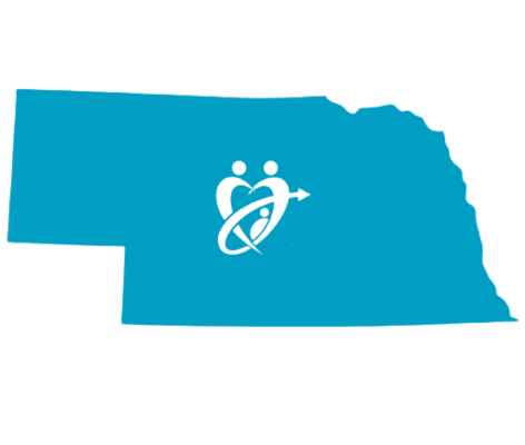 Nebraska state with adopt connect logo