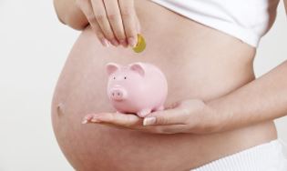 Pregnant woman saving money 3